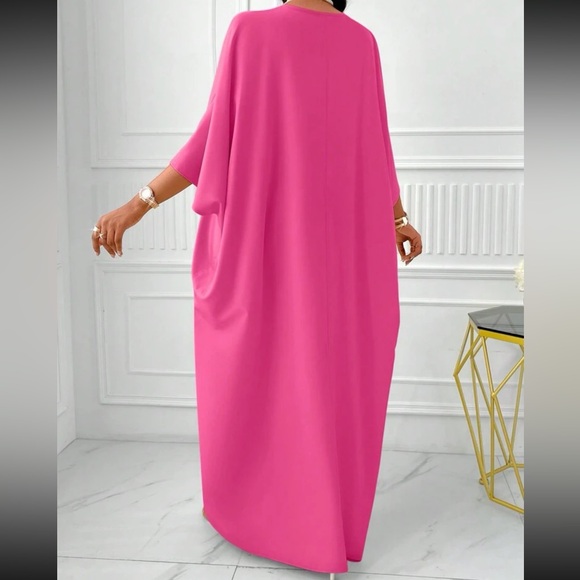 Luxe batwing sleeve V neck slit front khaftan dress - Picture 16 of 16